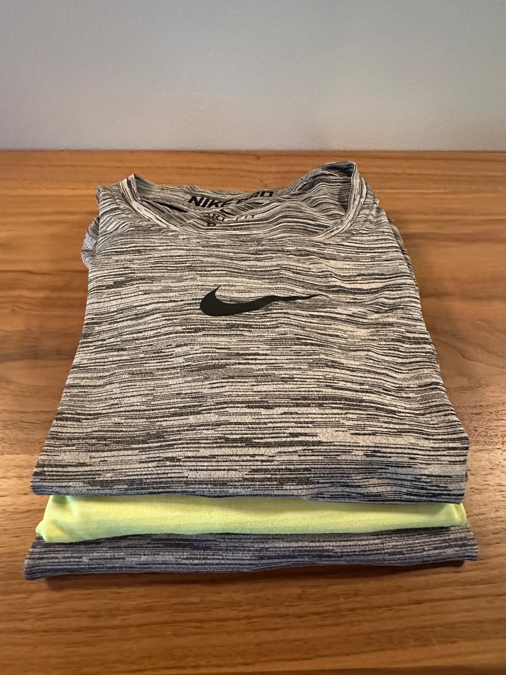 Nike Mens DRI FIT Lot Performance Tee - Gray (see holes) yellow and Navy